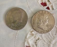 bicentennial JFK coin and Franklin coin.35 both