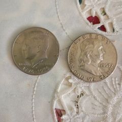bicentennial JFK coin and Franklin coin.35 both