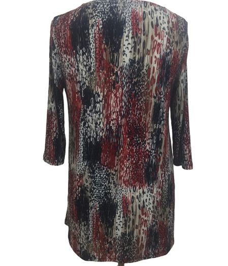 Changes Red White Blue Stretch Tunic Top Pockets Beaded Neckline Uk 14