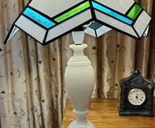 Table Lamp. Glass shade and marble base.