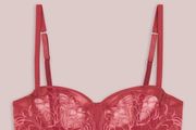 Noelle Wolf Soul Lace Balcony Bra non pad size 32C, 34C, 32D, garnet rose colour