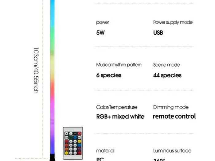 1pc LED RGB Ambient Light with Sound Sensor, USB-Powered Infrared Remote Control