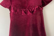 Wine/burgundy velvet top with frill/ruffle detail