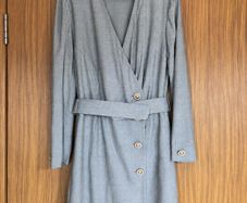Vintage Louis Feraud Pure New Wool Wrap Dress UK 12 Grey
