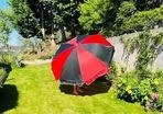 Black & Red Garden Pub Party Parade Umbrellas. Brand New In Box 2 Metre