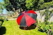 Black &amp; Red Garden Pub Party Parade Umbrellas. Brand New In Box 2 Metre