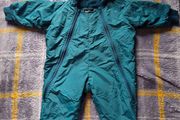 Vintage 80's Made In USA Chuck Roast Teal Fleece-Lined Baby Snowsuit/Padded Bunting