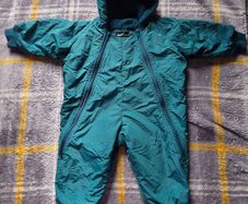 Vintage 80's Made In USA Chuck Roast Teal Fleece-Lined Baby Snowsuit/Padded Bunting