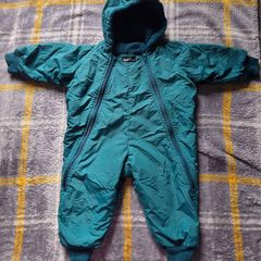 Vintage 80's Made In USA Chuck Roast Teal Fleece-Lined Baby Snowsuit/Padded Bunting