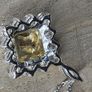 Sterling Silver Yellow Canary Cubic Zirconia Cushion Cut Pendant Necklace 7.12g Image 3