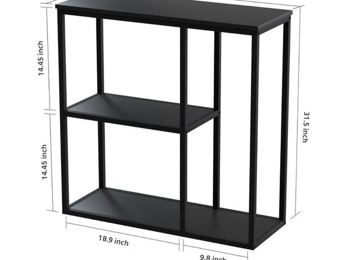 Black console unit with shelves