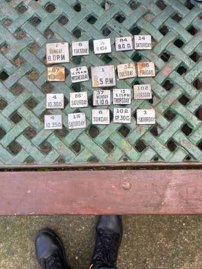20 antique enamel post day signs