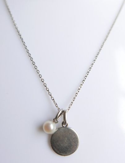 Vintage 925 Sterling Silver Pendant Pearl Necklaces length 18" - 3g