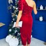 Canella Lane red velvet one shoulder dress Image 2