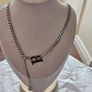 Chunky Chain Necklace with Pink B Pendant Image 3