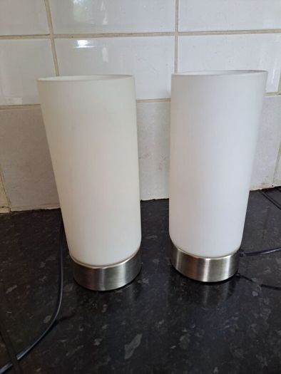 Lovely pair of frosted glass touch lamps