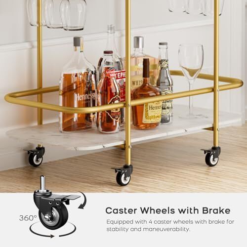 Drinks Trolley on Wheels Gold
