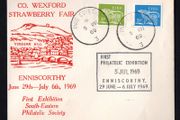 1969 Ireland First Philatelic Exhibition South-Eastern Philatelic Society Enniscorthy 29 June-1969 with Enniscorthy steel cancel tying 2 Gerl definitive stamps on illustrated cover.
