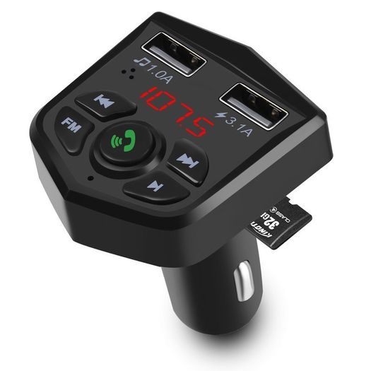 New Bluetooth 4.2 EDR Wireless FM Transmitter 3.1A Voltmeter Mic 12V 24V #939