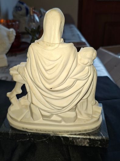 Beautiful Old Statue of Our Lady of Pieta with Christ in her arms, crafted in Italy and mounted on a Marble Base. The sculpture has fine detailing throughout, Ideal for Home or Stage Movie Props Postage Available or Collection