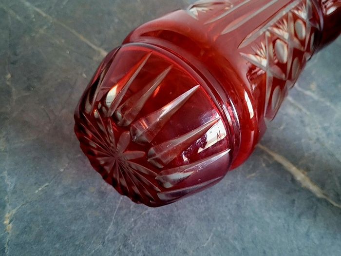 Vintage russian red cut crystal vase