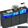 Black Chest of Drawers Bedroom, 9 Fabric Drawers, 130 x 30 x 97cm Image 8