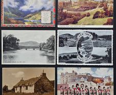 6 Vintage Scotland Postcards Edinburgh Highlands Tartan Pipes Scenic Views c1900 1950