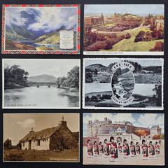6 Vintage Scotland Postcards Edinburgh Highlands Tartan Pipes Scenic Views c1900 1950