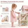 Wooden Dolls House, 2.6 Feet High with Elevator, Doorbell, Light 15 Pieces Furnitures and 3 Dolls, Toys Suitable for Girls Aged 3-7+, Birthday and Christmas Gift Image 6