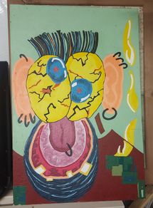 Quirky painting on board