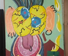 Quirky painting on board