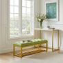 Metal-Framed Bench 140x40cm Green Eco Leather / Gold Frame Image 3