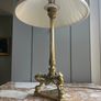 Antique style brass table lamp with pleated shade Image 5