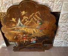 Vintage Chinoiserie Lacquered Wood Fireplace Screen