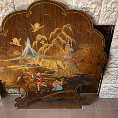 Vintage Chinoiserie Lacquered Wood Fireplace Screen