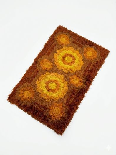 Vintage Retro Mid Century Scandinavian Wool Rug