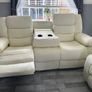 SALE..!! Roma 3+2 Brown & Cream Leather Recliner Sofa Set Image 9