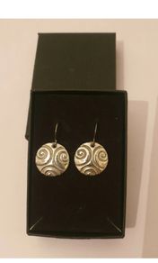 Reaction Darling & Greer Celtic Spiral Pewter Drop Earrings Irish New Boxed  CAN POST