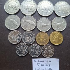 A Lot of 15 coins from Croatia (2001-2017)