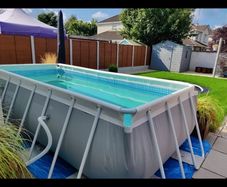 Swimming pool Intex 4mx2mx1m, steel frame, base cloth,solar cover, cover, pump and filter.