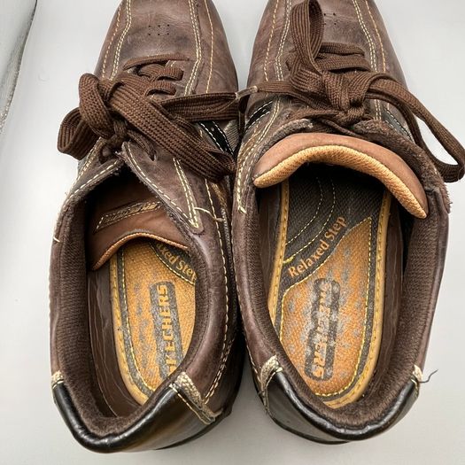Skechers Mens 10 EU 45 Relaxed Step Brown Leather Casual Walking Shoes