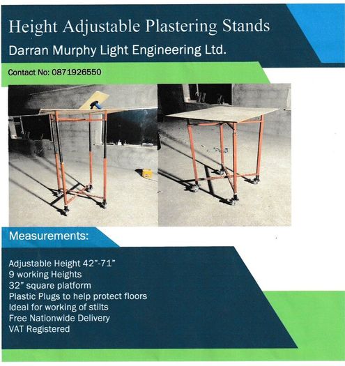 Height adjustable plastering stands
