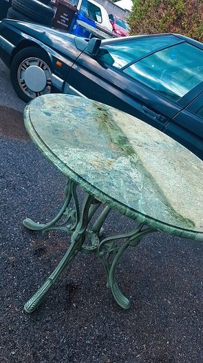 marble top cast iron table