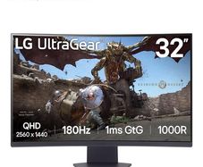 LG UltraGear Gaming Monitor 32GS60QC, 32" QHD 180Hz Curved 1000R