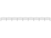 Garden Fence with Spear Top Steel (1-1.25)x15.3 m Black