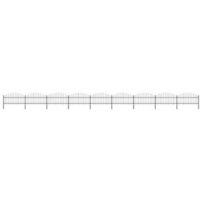 Garden Fence with Spear Top Steel (1-1.25)x15.3 m Black