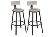 Bar Stool Set of 2 Grey  Black  E bar stool, set of 2, bar stools, kitchen chairs with metal frame, seat height 73.2 cm, easy assembly, industrial design