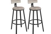 Bar Stool Set of 2 Grey  Black  E bar stool, set of 2, bar stools, kitchen chairs with metal frame, seat height 73.2 cm, easy assembly, industrial design