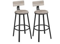 main image for ad Bar Stool Set of 2 Grey  Black  E bar stool, set of 2, bar stools, kitchen chairs with metal frame, seat height 73.2 cm, easy assembly, industrial design