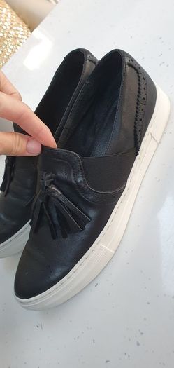 DUNE leather tassel brogue slip-ons Sz 40 (7-7.5UK)